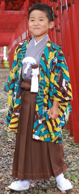120cmが5歳羽織袴を着た