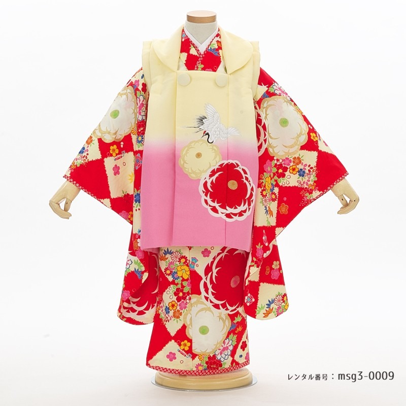 七五三 レトロ寄りのレトロモダン ３歳女の子 被布 JAPANSTYLE（ジャパンスタイル）