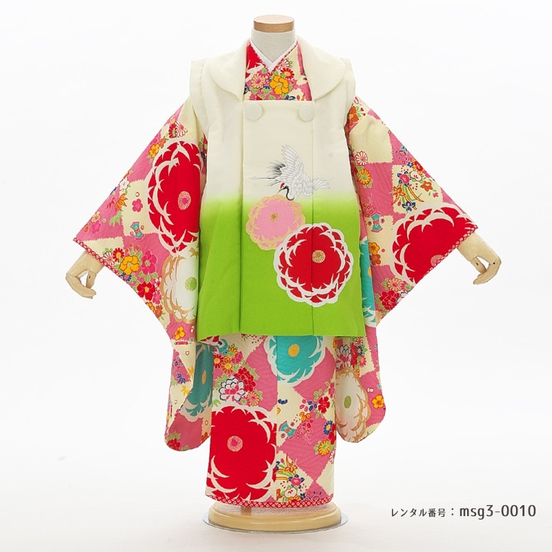 七五三 レトロ寄りのレトロモダン ３歳女の子 被布 JAPANSTYLE（ジャパンスタイル）