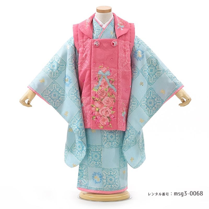七五三 くすみパステル ３歳女の子 被布 mezzopiano（メゾピアノ）