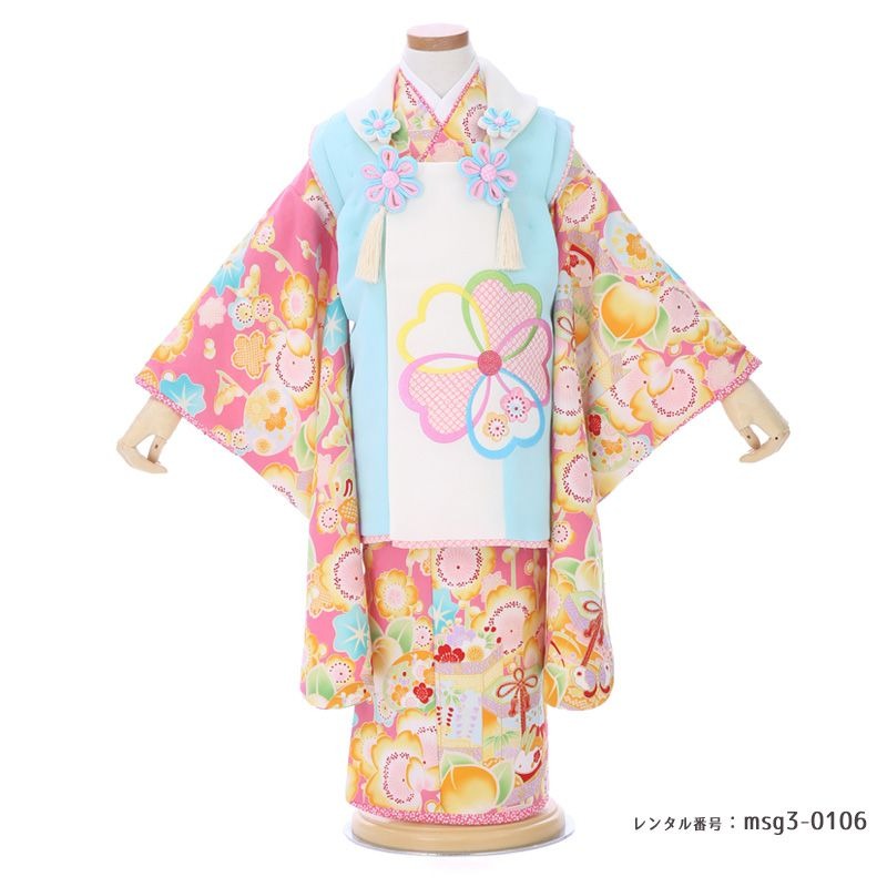七五三 くすみパステル ３歳女の子 被布 乙葉（おとは）