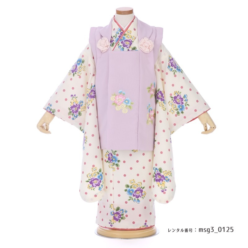 七五三 レトロ寄りのレトロモダン 3歳女の子 被布 PetitPri(ぷちぷり)