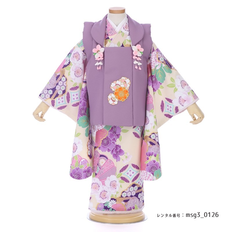 七五三 レトロ寄りのレトロモダン 3歳女の子 被布 PetitPri(ぷちぷり)