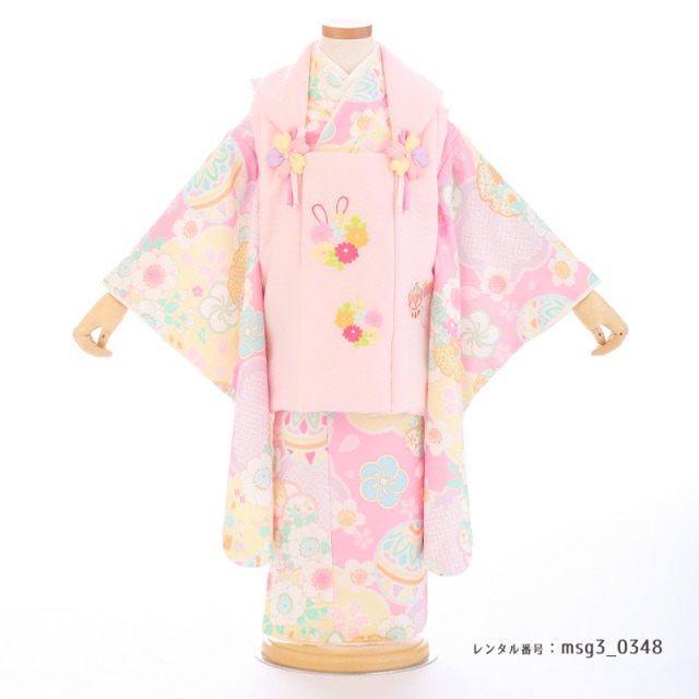七五三 くすみパステル＆レトロモダン ３歳女の子 被布 j式部浪漫（しきぶろまん）