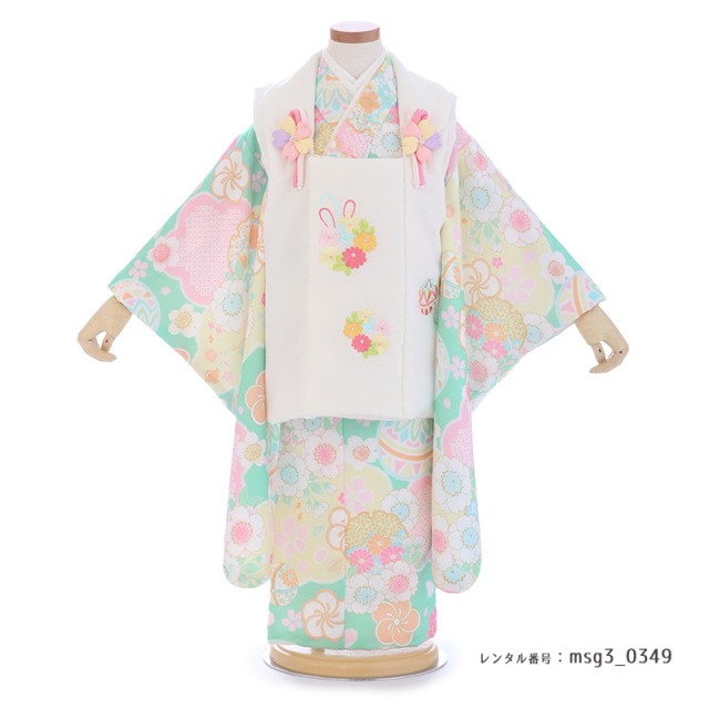 七五三 くすみパステル＆レトロモダン ３歳女の子 被布 式部浪漫（しきぶろまん）