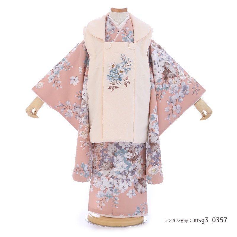七五三 くすみパステル＆レトロモダン ３歳女の子 被布 SUGARKEI（シュガーケイ）