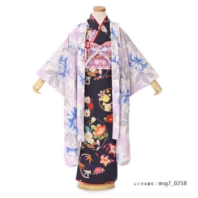 七五三 くすみパステル＆レトロモダン ７歳女の子 着物 ShikibuClassic（しきぶクラシック）