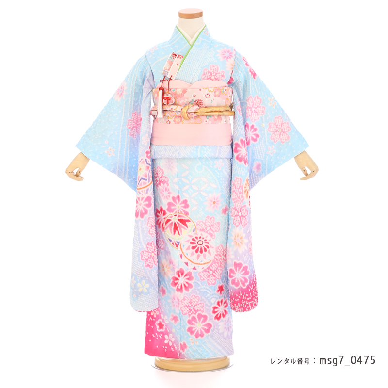 7歳向け・化繊・未使用・絞りのお着物のセット SOUBIEN 七五三 着物 7歳 販売 七歳 着物セット 女の子 作り帯